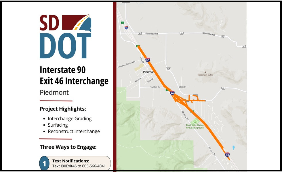 Public Informational Meeting Planned for Reconstruction Project on Interstate 90 at Piedmont