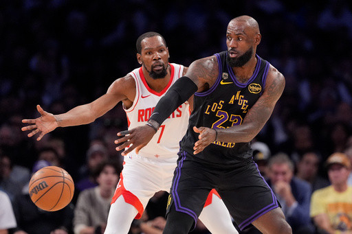 LeBron scores 28, leads short-handed Lakers past Durant’s Rockets again 101-94 for 2-0 series lead