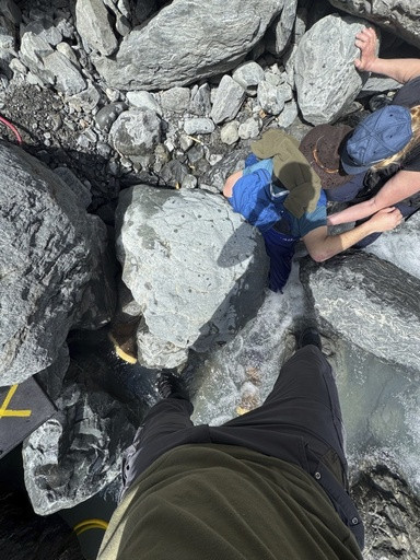 A 700-pound boulder pins Alaska man face-down in a glacier creek for three hours