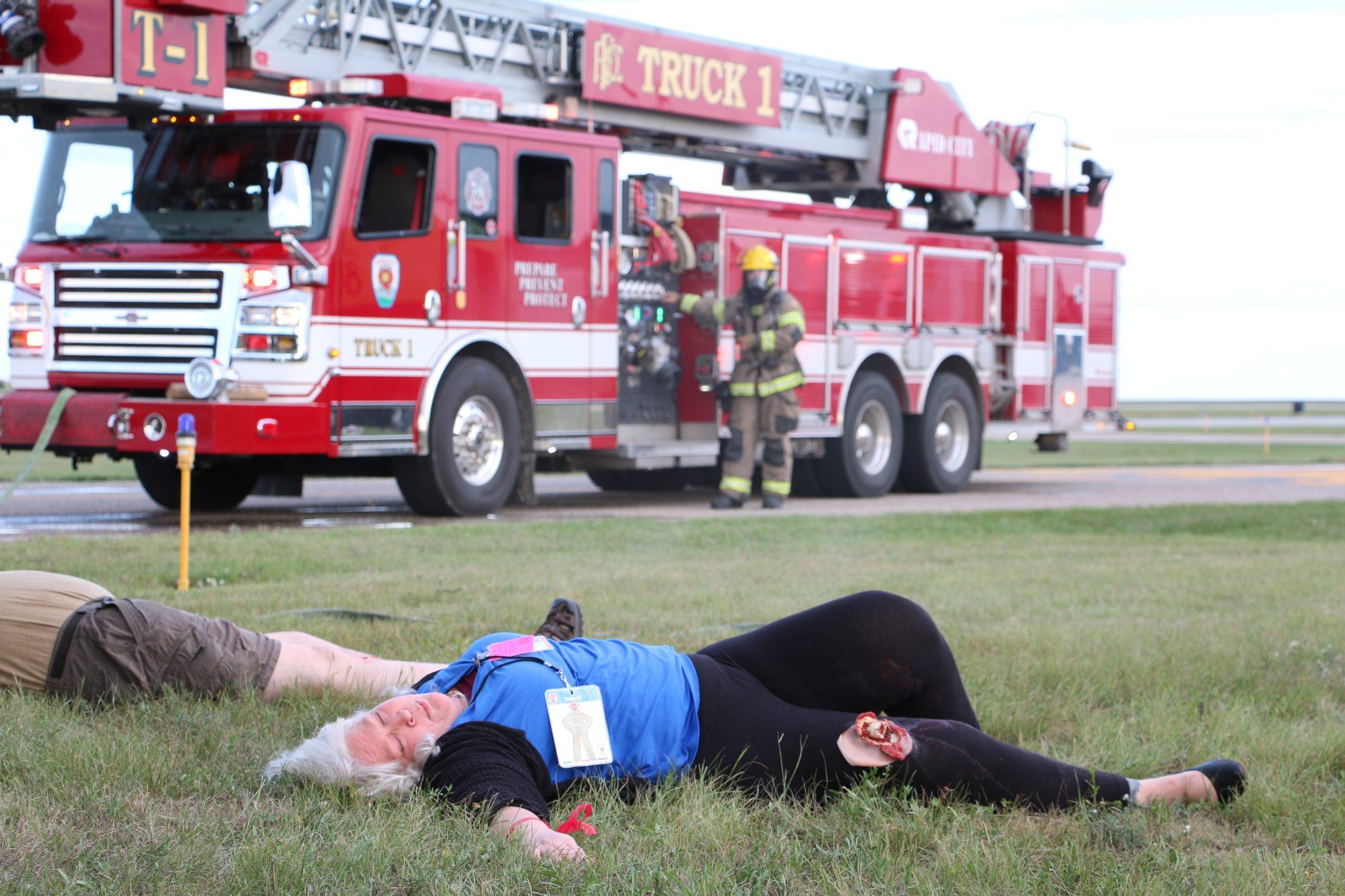 Emergency personnel sharpen skills during airport emergency training