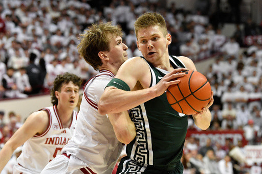 Jaxon Kohler, Jeremy Fears each score 21 points to help No. 13 Michigan St. top Indiana 71-64
