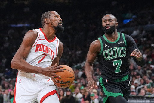 Durant scores 26, Rockets rout Celtics 128-101