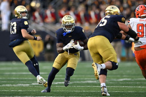Jeremiyah Love scores 3 TDs as No. 9 Notre Dame overwhelms injury-ravaged Syracuse 70-7