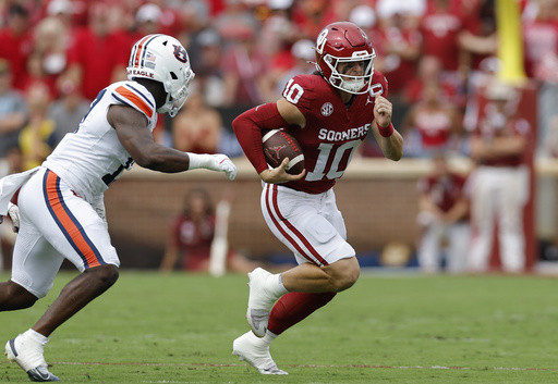 No. 11 Oklahoma’s 9 sacks and Mateer’s late TD sink No. 22 Auburn and ex-Sooners QB Arnold