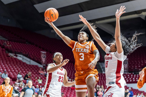 Madison Booker scores 21 to lead No. 4 Texas women over No. 24 Alabama 72-65
