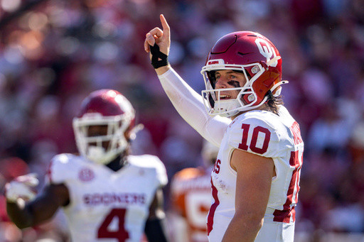 Oklahoma QB John Mateer throws 3 interceptions vs. Texas in return 3 weeks after hand injury