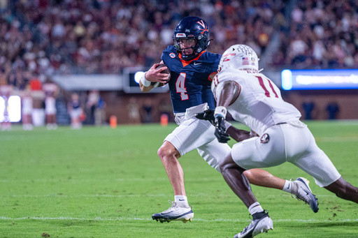 Virginia outlasts No. 8 Florida State 46-38 in second ovetime
