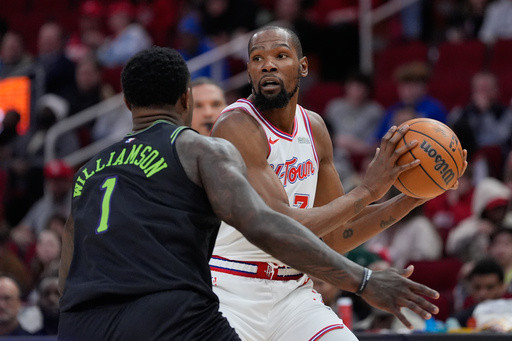 Durant passes Nowitzki for 6th place on NBA career scoring list as Rockets beat Pelicans 119-110