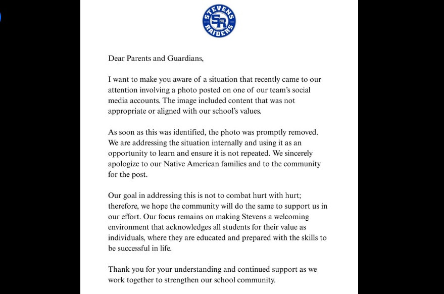 Stevens High School removes inappropriate image on team social media page