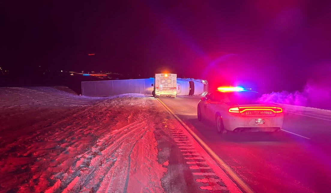 Crashed semi closes westbound I-90 at Whitewood