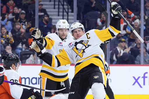 Crosby scores 58th, 59th career goals against Flyers in Penguins’ dominant 5-1 victory