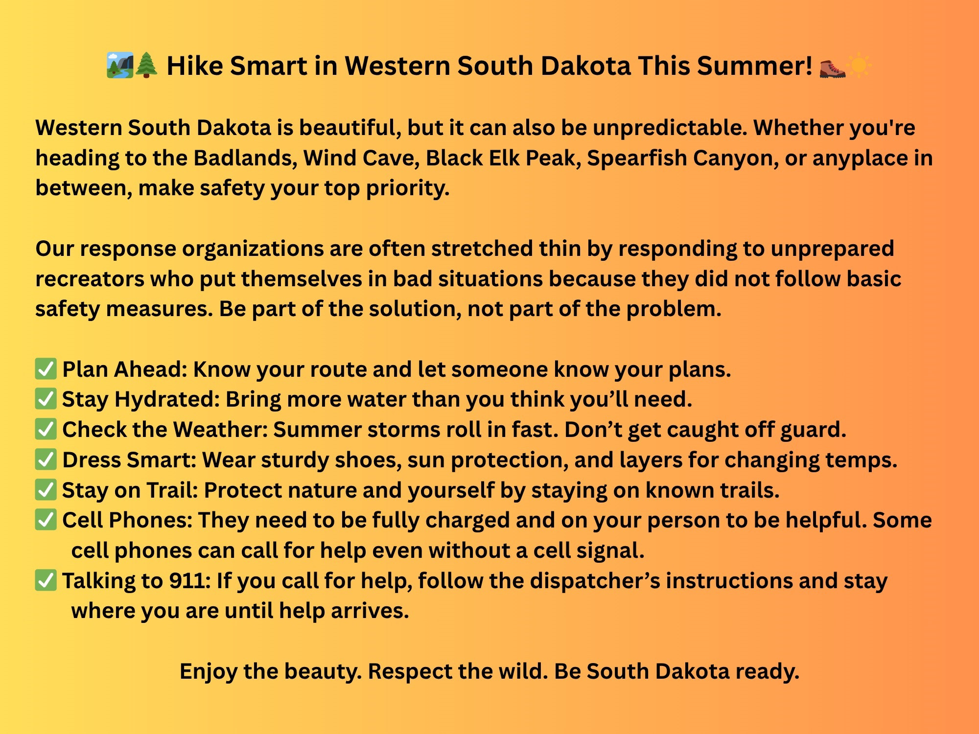 Hike Smart in Western South Dakota This Summer!