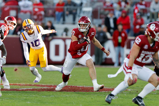 Mateer throws late TD pass, No. 8 Oklahoma beats LSU 17-13 to likely secure playoff spot