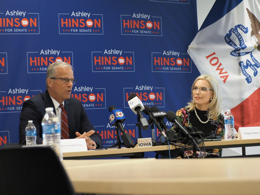 Thune promotes Iowa Republican’s US Senate campaign, touts GOP’s tax cuts