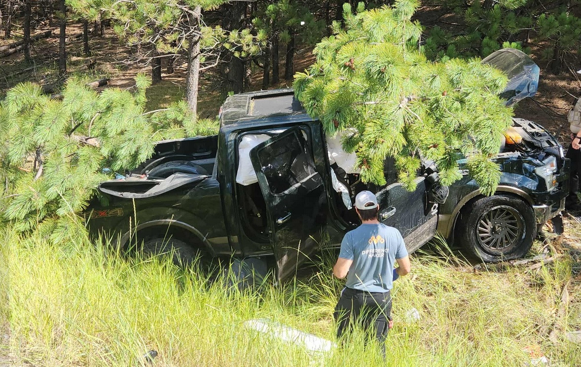 Four people escape injury in Highway 14A Rollover