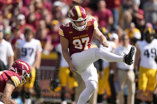 Kyle Konrardy’s late 54-yard field goal gives No. 16 Iowa State 16-13 win over Hawkeyes