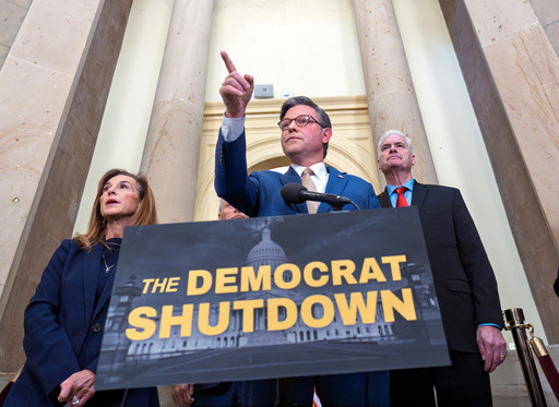 The blame game is on at federal agencies, where political messages fault Democrats for the shutdown