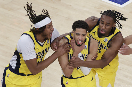 Pacers tie it on Haliburton’s jumper at buzzer, then beat Knicks 138-135 in OT of East finals Game 1