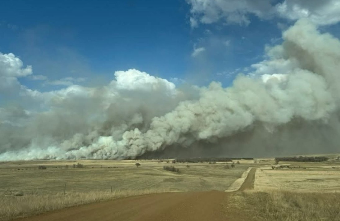 Large grass fire being fought in northern South Dakota