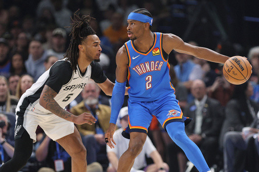 Gilgeous-Alexander scores 34 as Thunder top Spurs for first time in four meetings this season