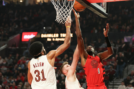 Jarrett Allen scores career-high 40 points as the Cavaliers beat the Trail Blazers 130-111