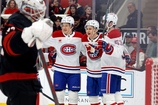 Quick strikes from Caufield and Anderson help Canadiens rally for 7-5 win over Hurricanes