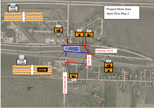 Weather Delay for Highway 1416 and South Ellsworth Road Closure