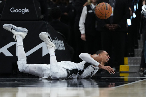 Victor Wembanyama will travel with the Spurs to Portland but his Game 3 status remains uncertain
