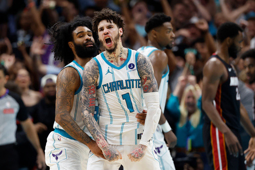 LaMelo Ball’s layup, Miles Bridges’ block at buzzer give Hornets 127-126 win over Heat in play-in