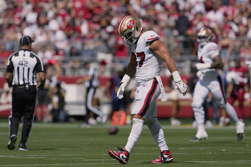 49ers star defensive end Nick Bosa is out for the season with a torn ACL, AP source says