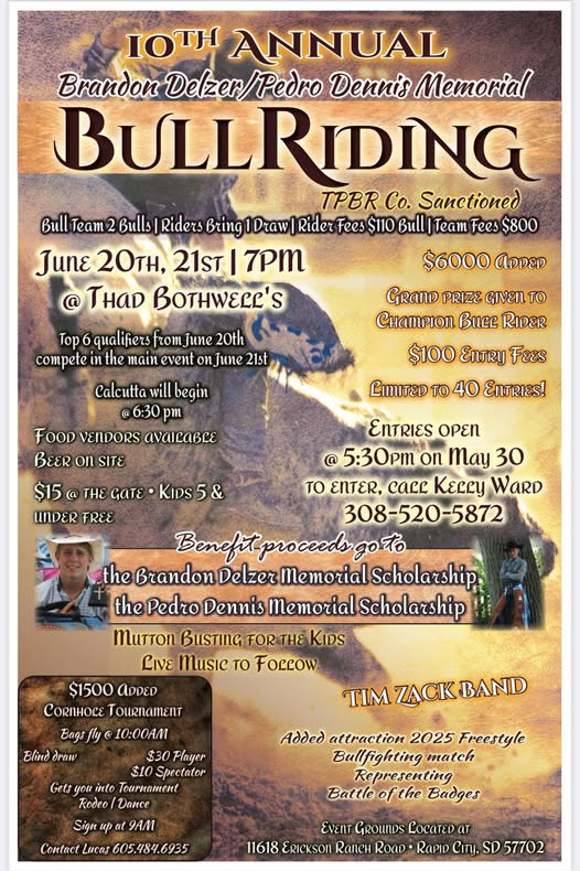 10th Annual Brandon Delzer/Pedro Dennis Memorial Bull Riding Event Set for June 20–21