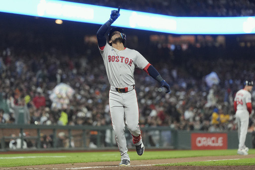 Rafaela hits a tiebreaking homer and Red Sox keep Devers hitless in a 7-5 win over the Giants
