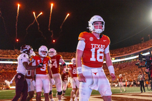 No. 16 Texas spoils No. 3 Texas A&M’s perfect season 27-17, knocks Aggies out of SEC title game