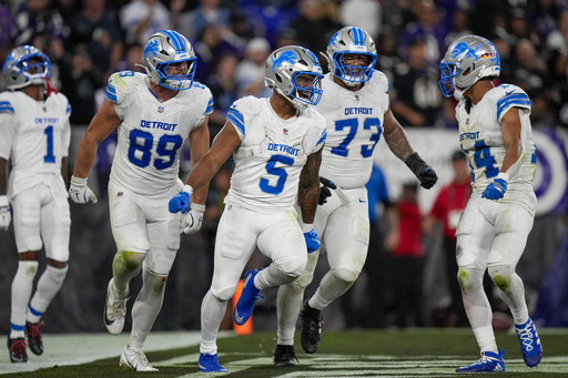Lions run over the Ravens, sack Lamar Jackson 7 times in a 38-30 win over Baltimore