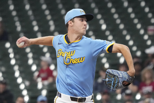Misiorowski exits Brewers debut with leg cramps after holding Cardinals hitless for 5 innings