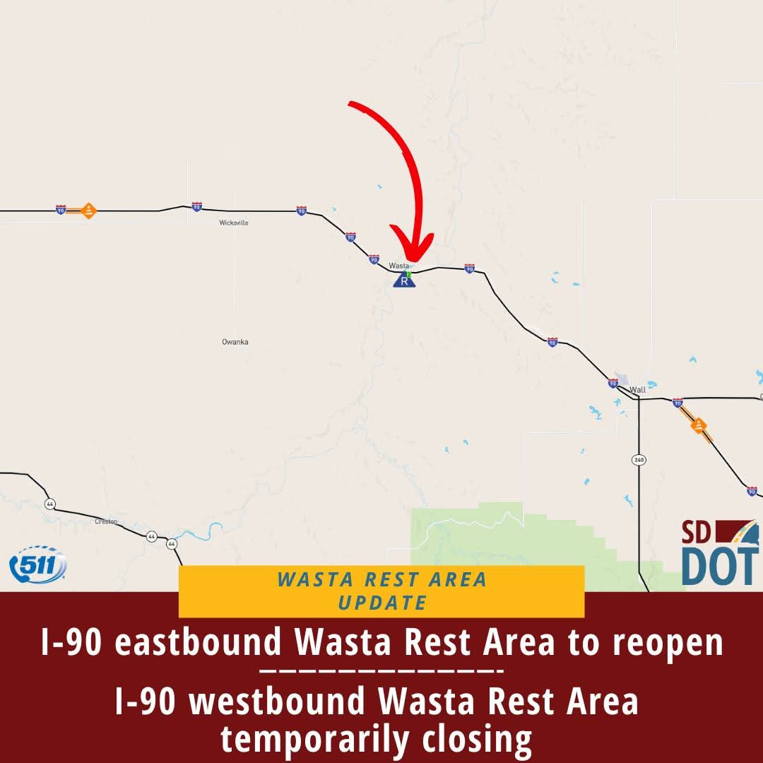 Wasta Rest Area Upgrades Continue with Temporary Westbound Closure