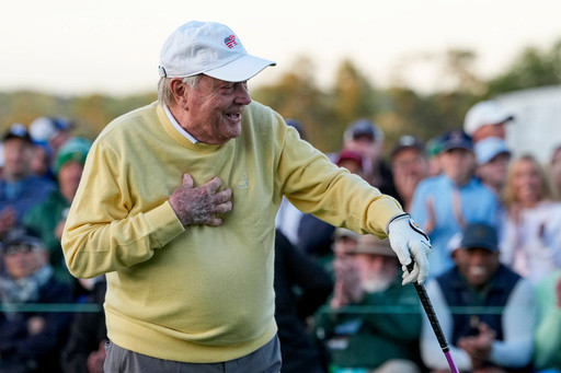 A wild hook and a big leg kick as Jack Nicklaus, Gary Player and Tom Watson open the Masters